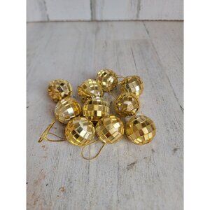 Miniature golden glass disco ball ornament Xmas set unique